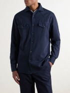 Brunello Cucinelli - Cotton-Canvas Western Shirt - Blue