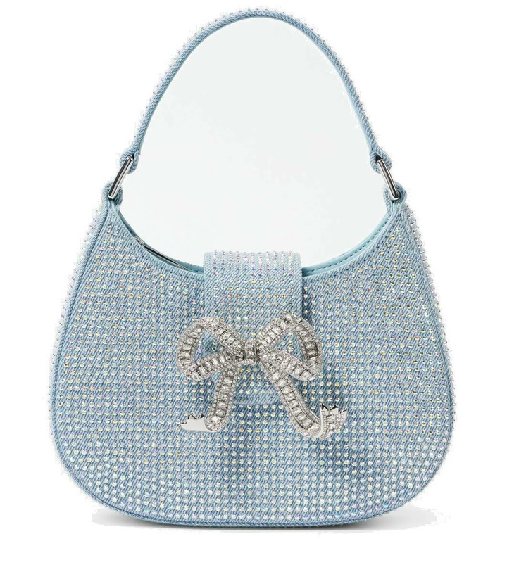 Photo: Self-Portrait Crystal-embellished denim tote bag