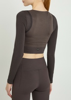 ON Studio Ribbed-jacquard Stretch-knit Crop top Brown