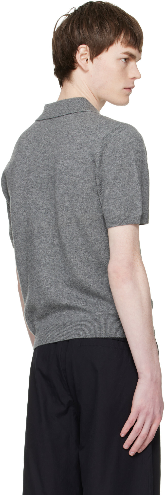 Entire Studios Gray Short Sleeve Knit Polo