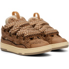 Lanvin Brown Faux-Raffia Curb Sneakers
