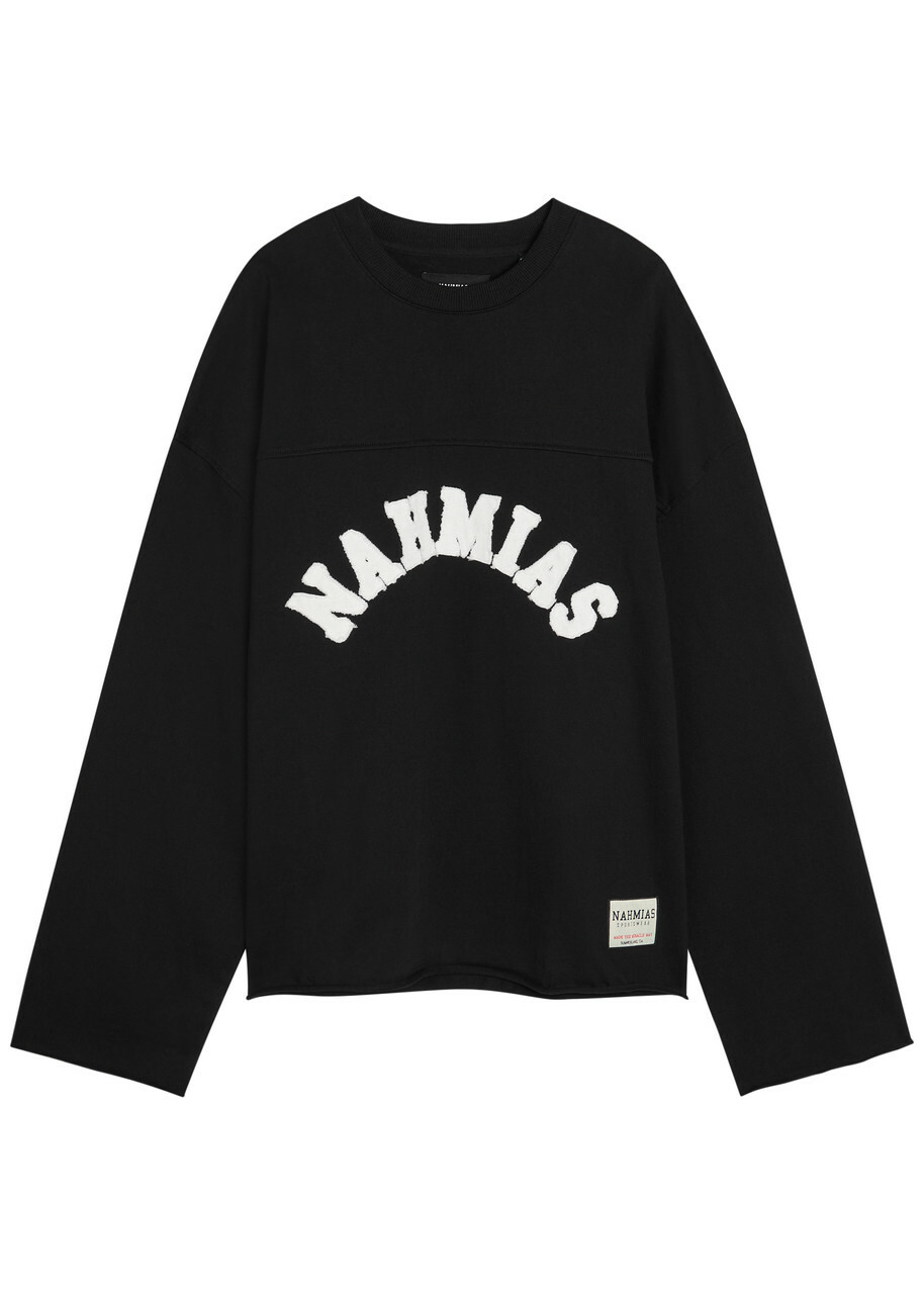Nahmias Varsity Logo-appliquéd Cotton T-shirt Black