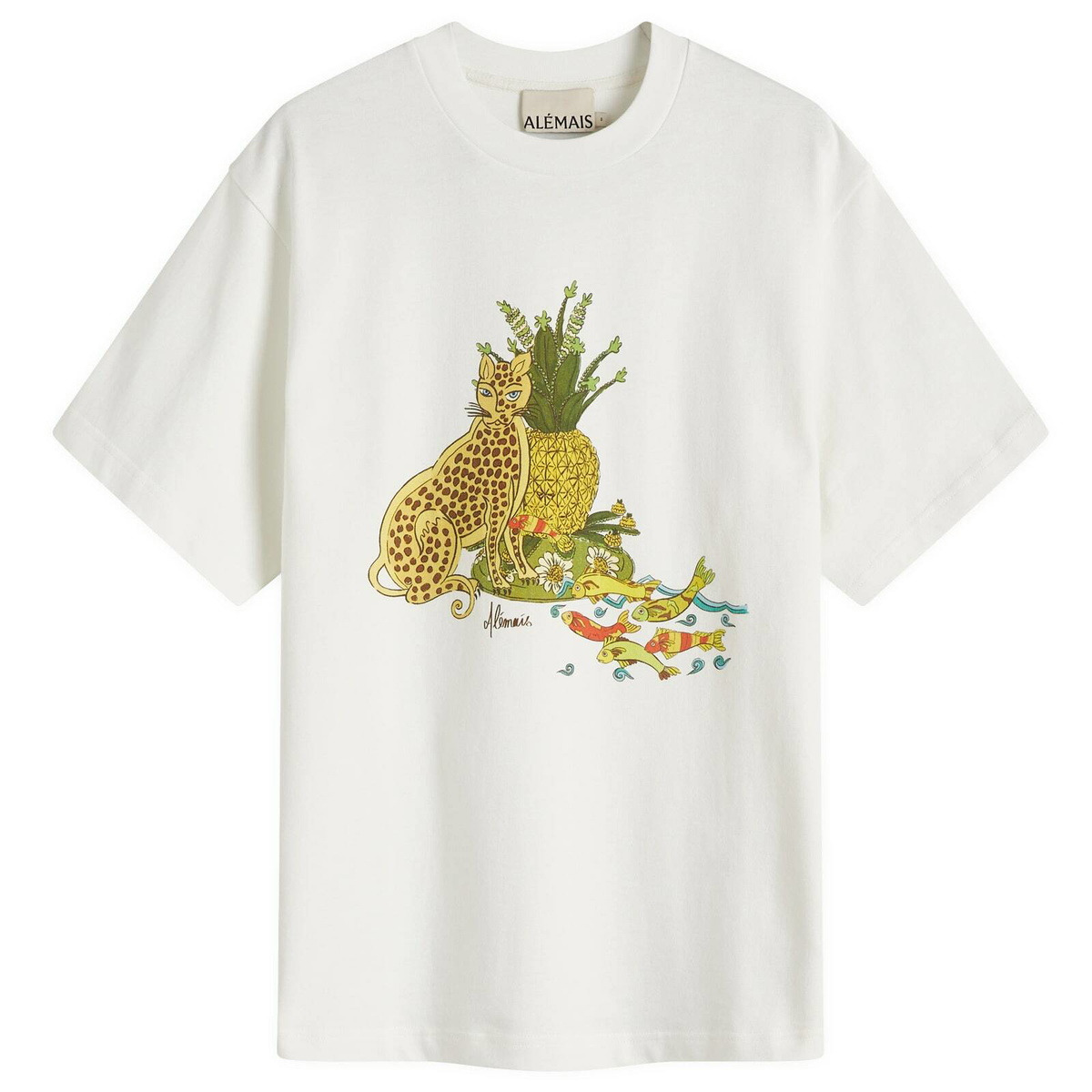 Tシャツ・カットソー Alemais Whimsical Graphic-Print Shirt ALÉMAIS Women's Trippy Troppo T-Shirt in Coconut ALÉMAIS
