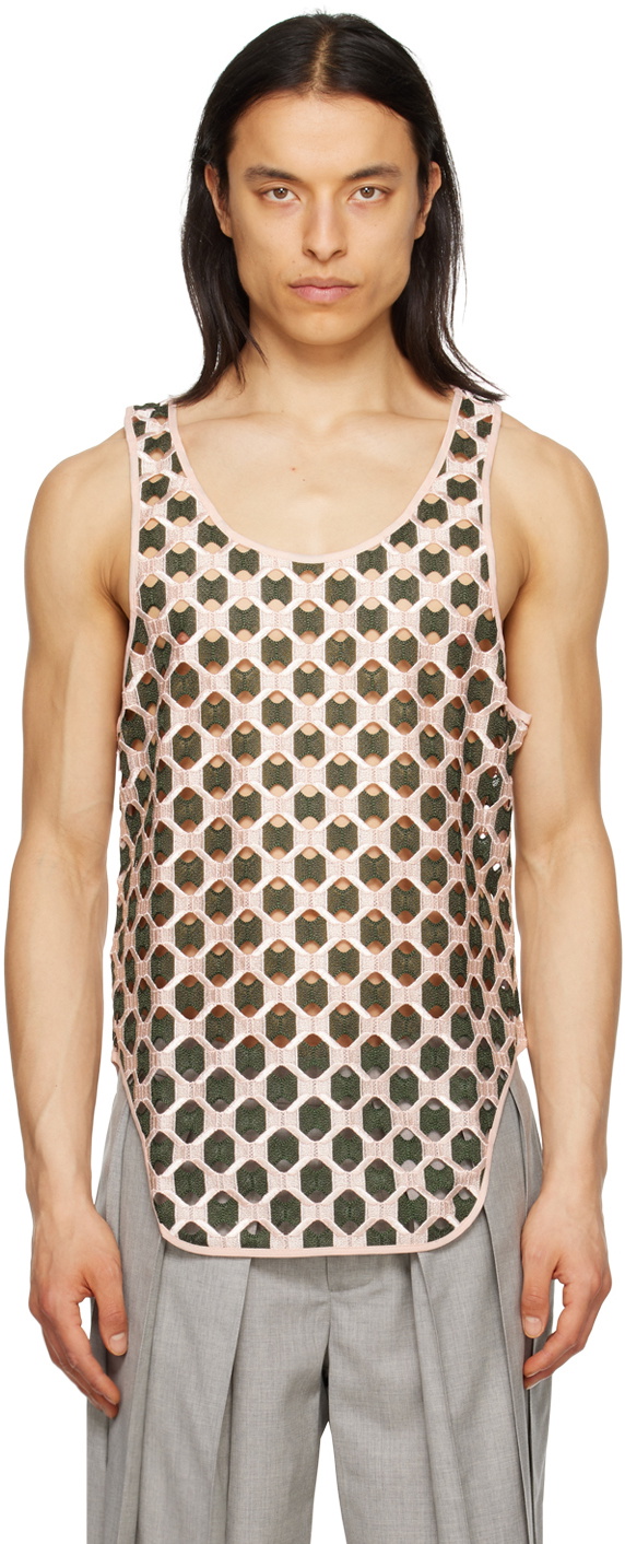 Steven Passaro Green & Pink Pattern Tank Top
