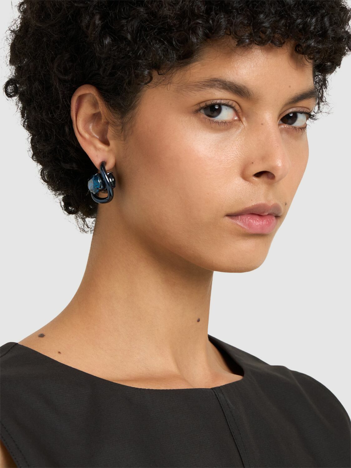 MARNI Crystal Stone Hoop Earrings