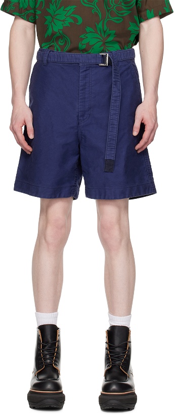 Photo: sacai Blue Belted Shorts