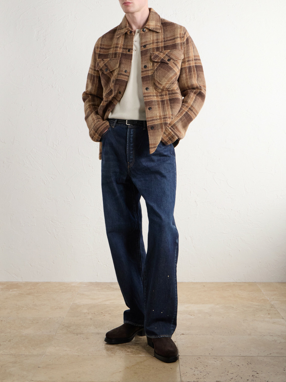 RRL - Checked Jacquard-Knit Wool Jacket - Brown