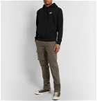 Nike - Logo-Embroidered Fleece-Back Cotton-Blend Jersey Hoodie - Black
