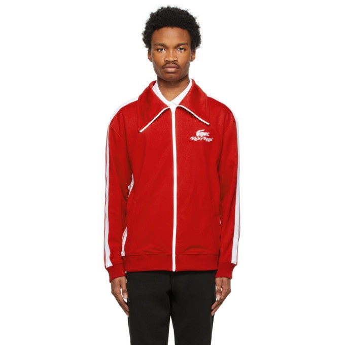 Photo: Lacoste Red Ricky Regal Edition Pique Contrast Bands Track Jacket