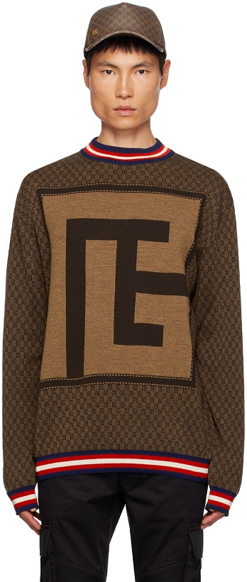 Photo: Balmain Brown Monogram Sweater