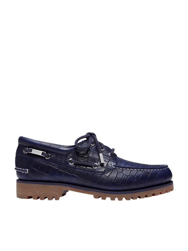 Photo: Timberland - Jacquemus Croc-Effect Leather Boat Shoes - Blue