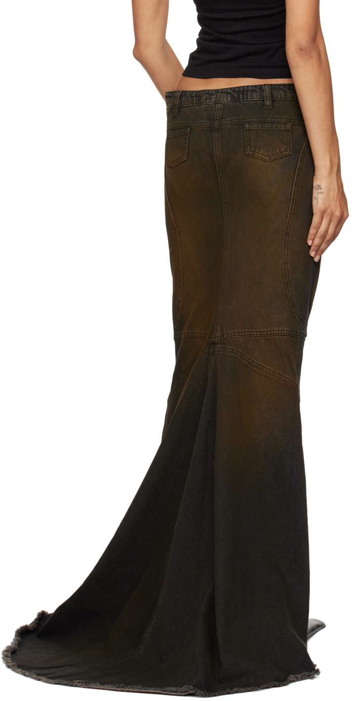 Mowalola Brown Mermaid Denim Maxi Skirt