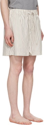 Tekla Brown & Off-White Poplin Pyjama Shorts
