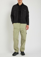 Stone Island Logo-appliquéd Stretch-cotton Cargo Trousers Green Light