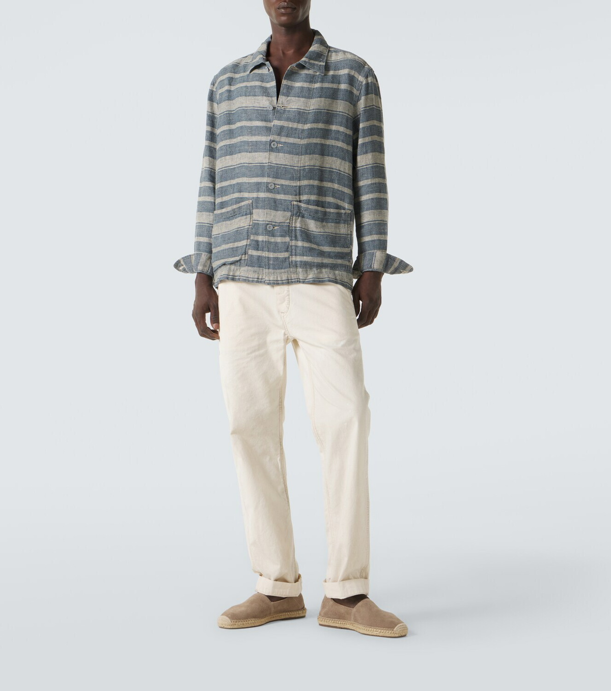 RRL Striped linen overshirt