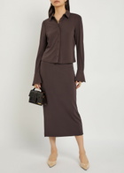 Good American Matte Stretch-jersey top Dark Brown