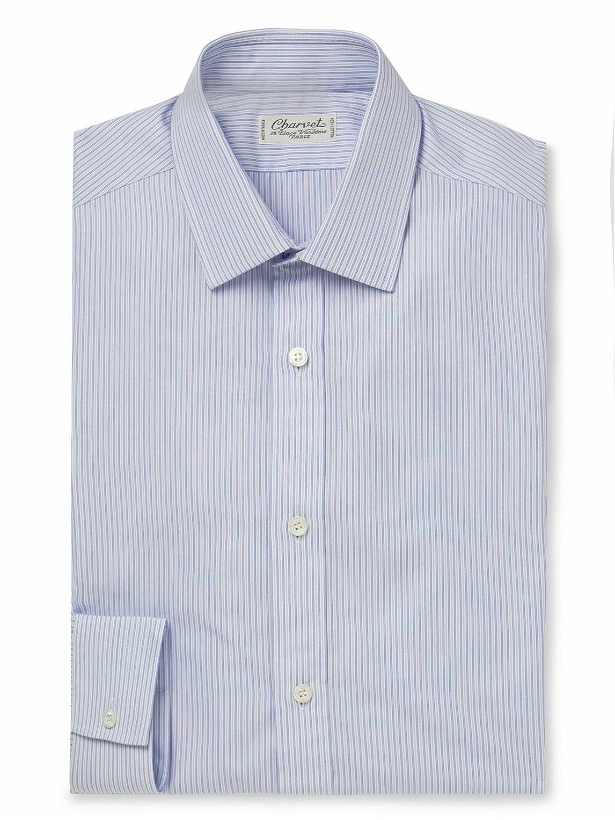 Photo: Charvet - Striped Cotton-Poplin Shirt - Blue