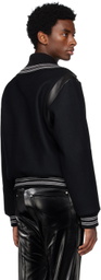 99%IS- Black 77' Studs Varsity Bomber Jacket