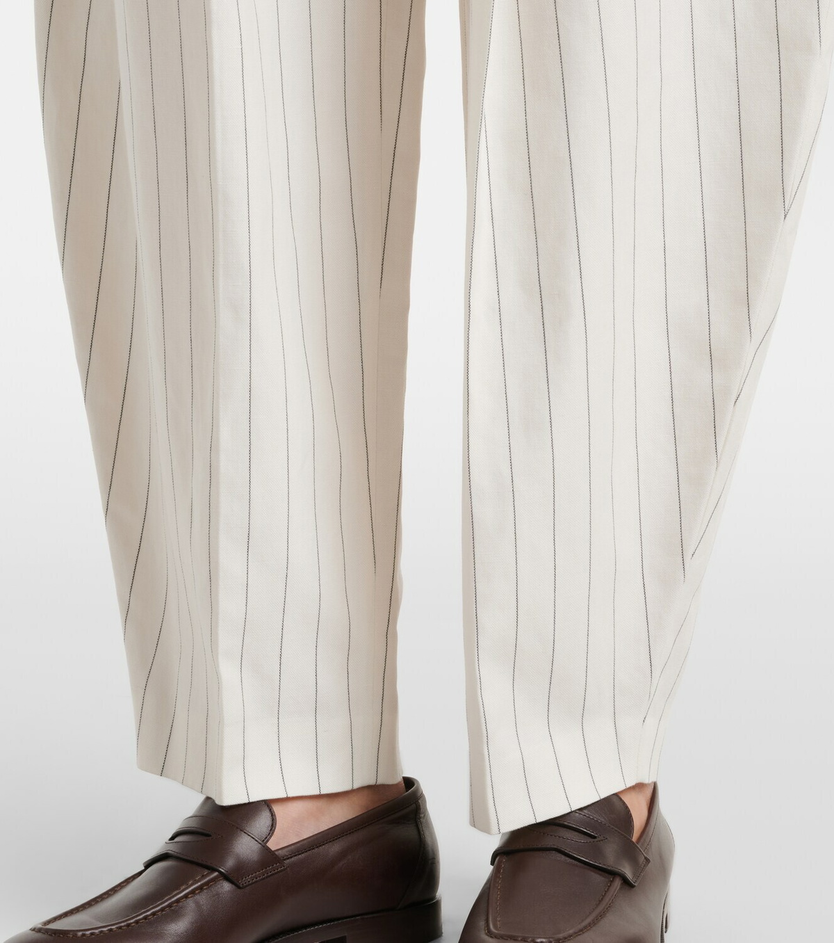 Ralph Lauren Collection Harlo striped cotton, linen and wool pants