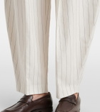 Ralph Lauren Collection Harlo striped cotton, linen and wool pants