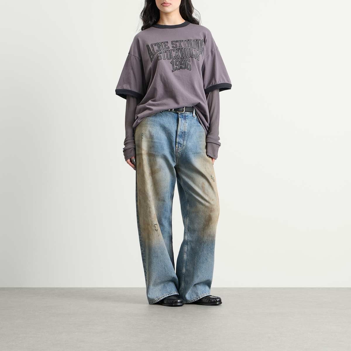 Acne Studios Women's Edra Double College Top in Dark Purple/Black