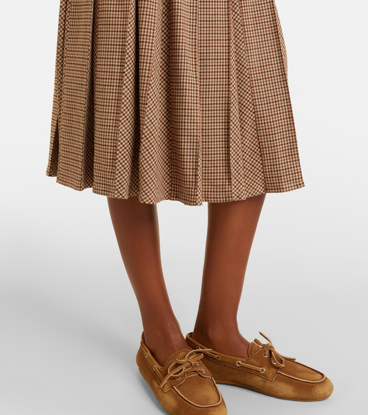 Moncler Checked pleated midi skirt