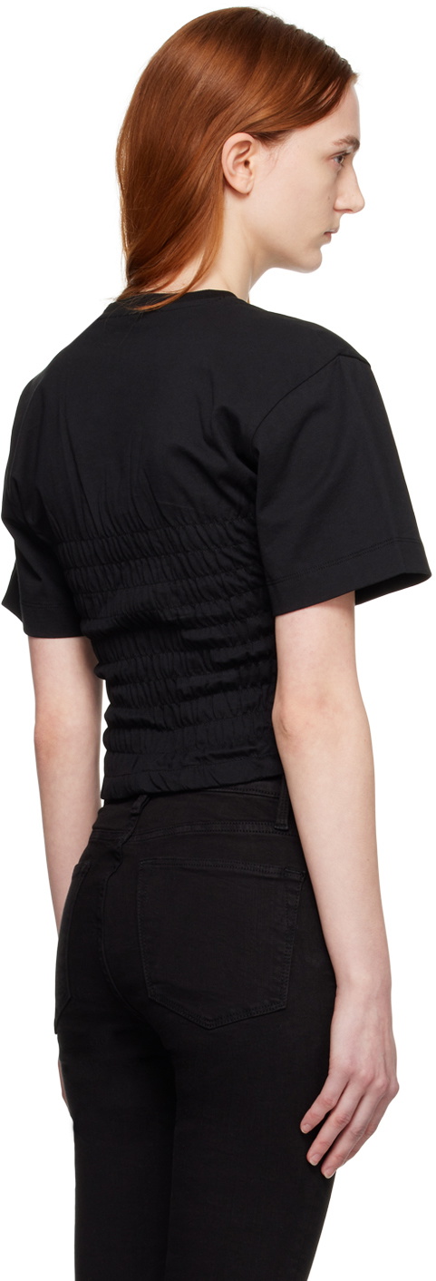 FRAME Black Smocked Corset T-Shirt
