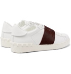 Valentino - Valentino Garavani Open Striped Leather and Calf Hair Sneakers - Men - White