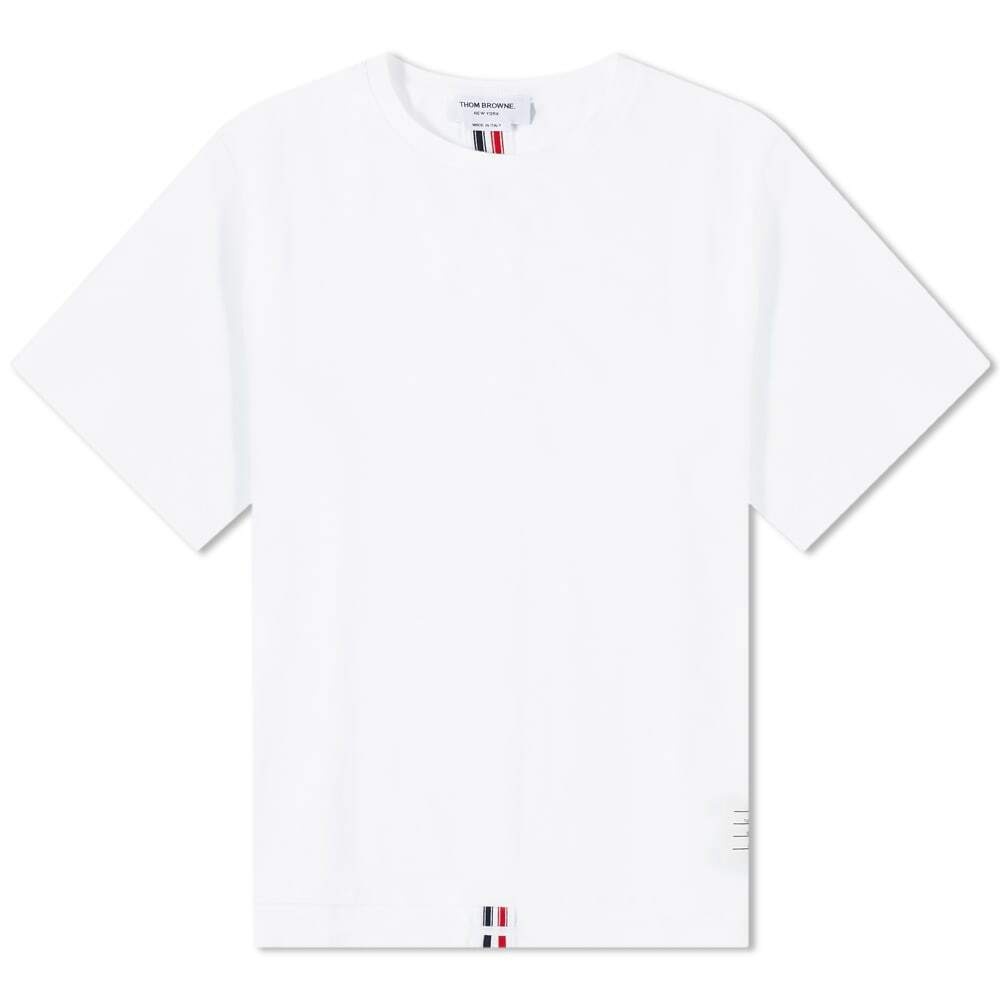 Thom Browne Men's Back Stripe Pique T-Shirt in White Thom Browne