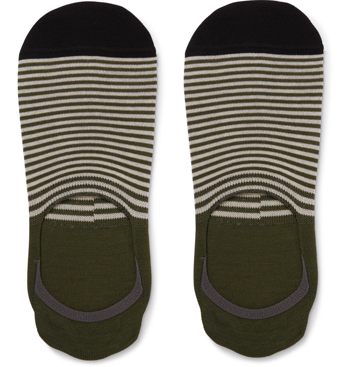 Photo: Paul Smith - Striped Stretch Cotton-Blend No-Show Socks - Green