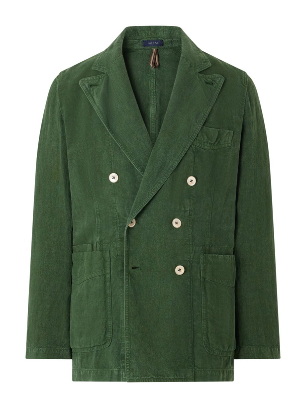 Photo: Drake's - Games Double-Breasted Linen Blazer - Green