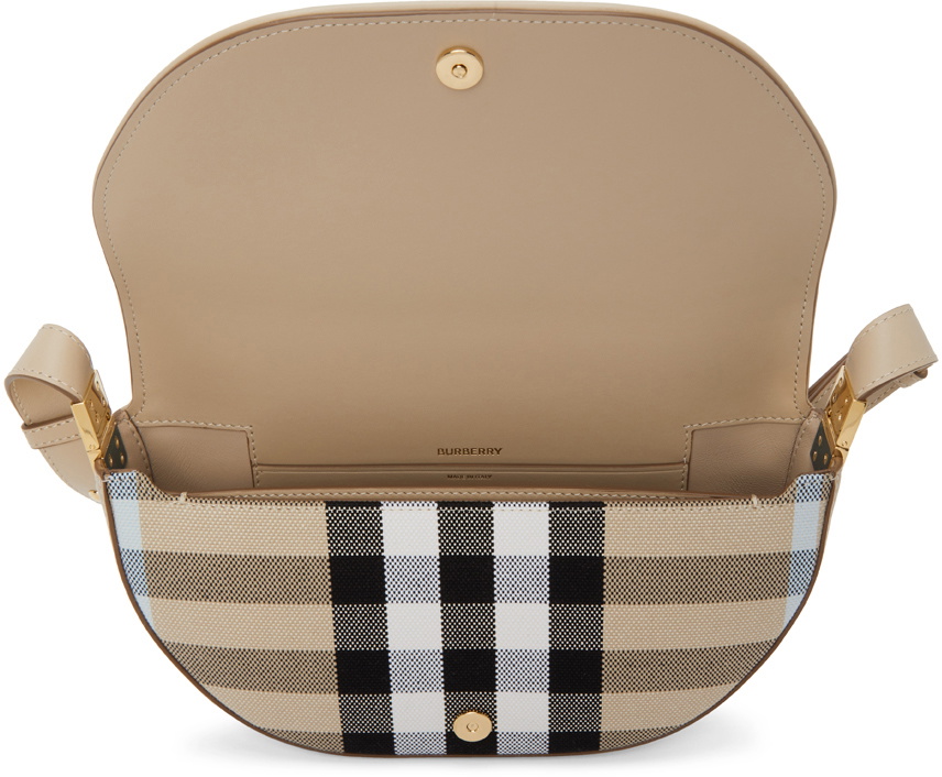 Beige Lola mini Burberry-check bouclé shoulder bag, Burberry