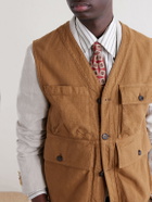 Drake's - Cotton-Drill Utility Vest - Brown