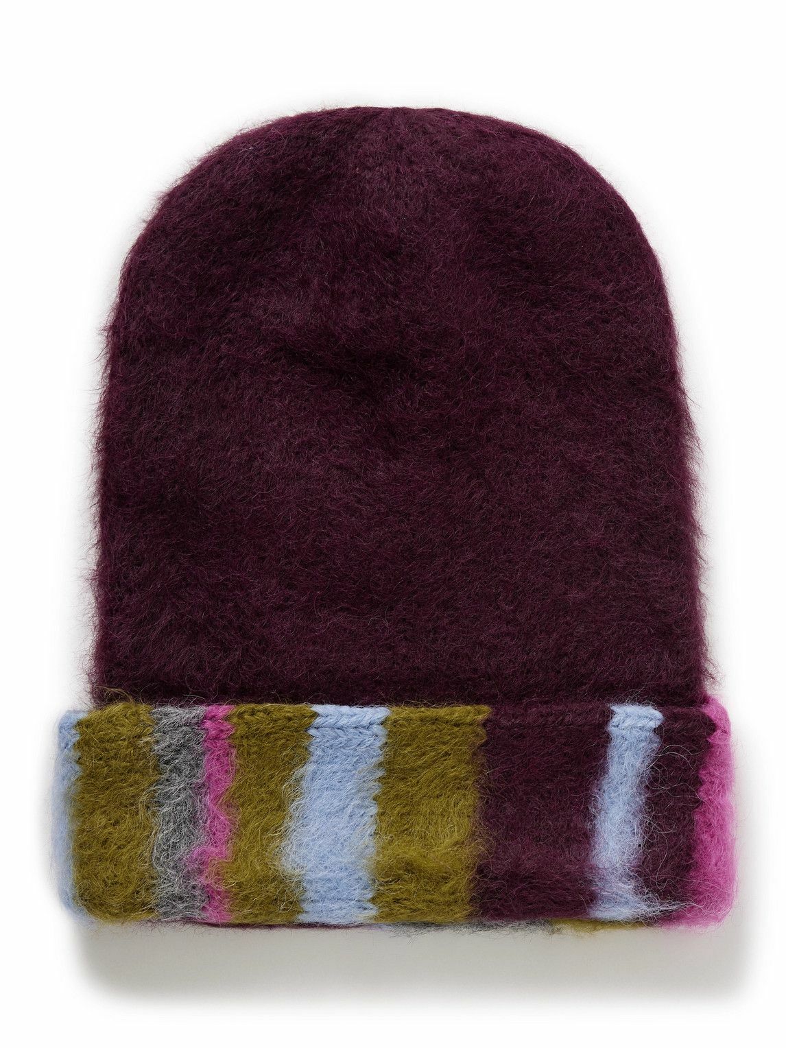 The Elder Statesman - Thistle Striped Alpaca-Blend Beanie
