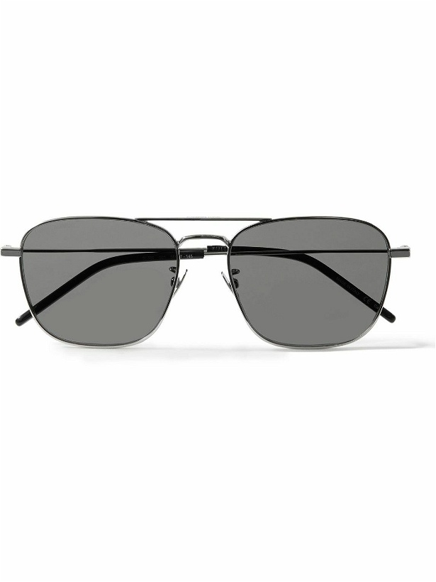 Photo: SAINT LAURENT - Square-Frame Silver-Tone Sunglasses