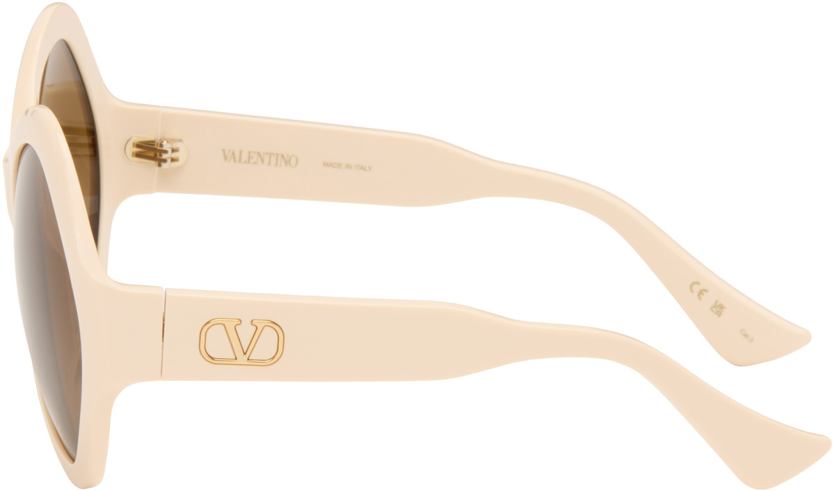 Valentino Off-White Round Acetate Sunglasses