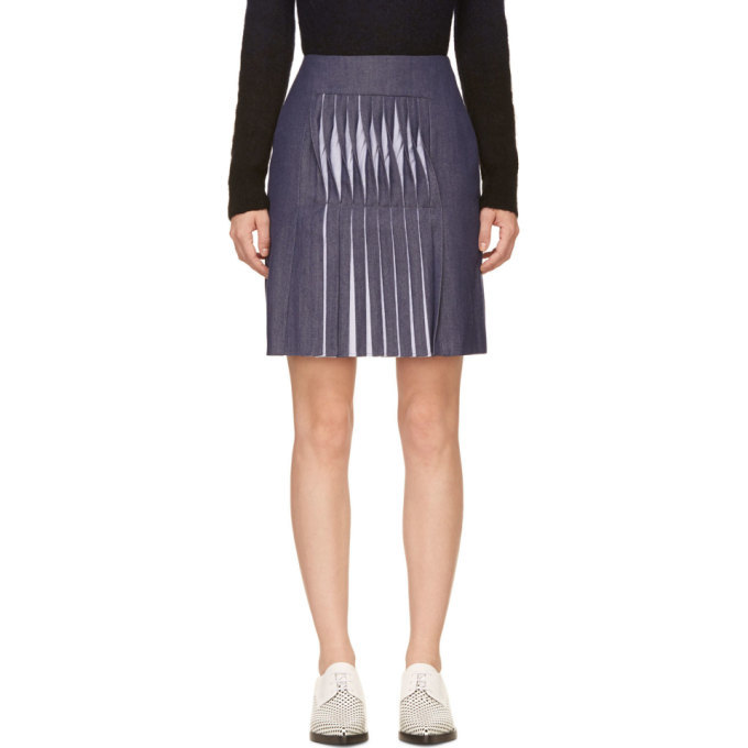 Photo: Richard Nicoll Blue Twill Twist Pleat Skirt