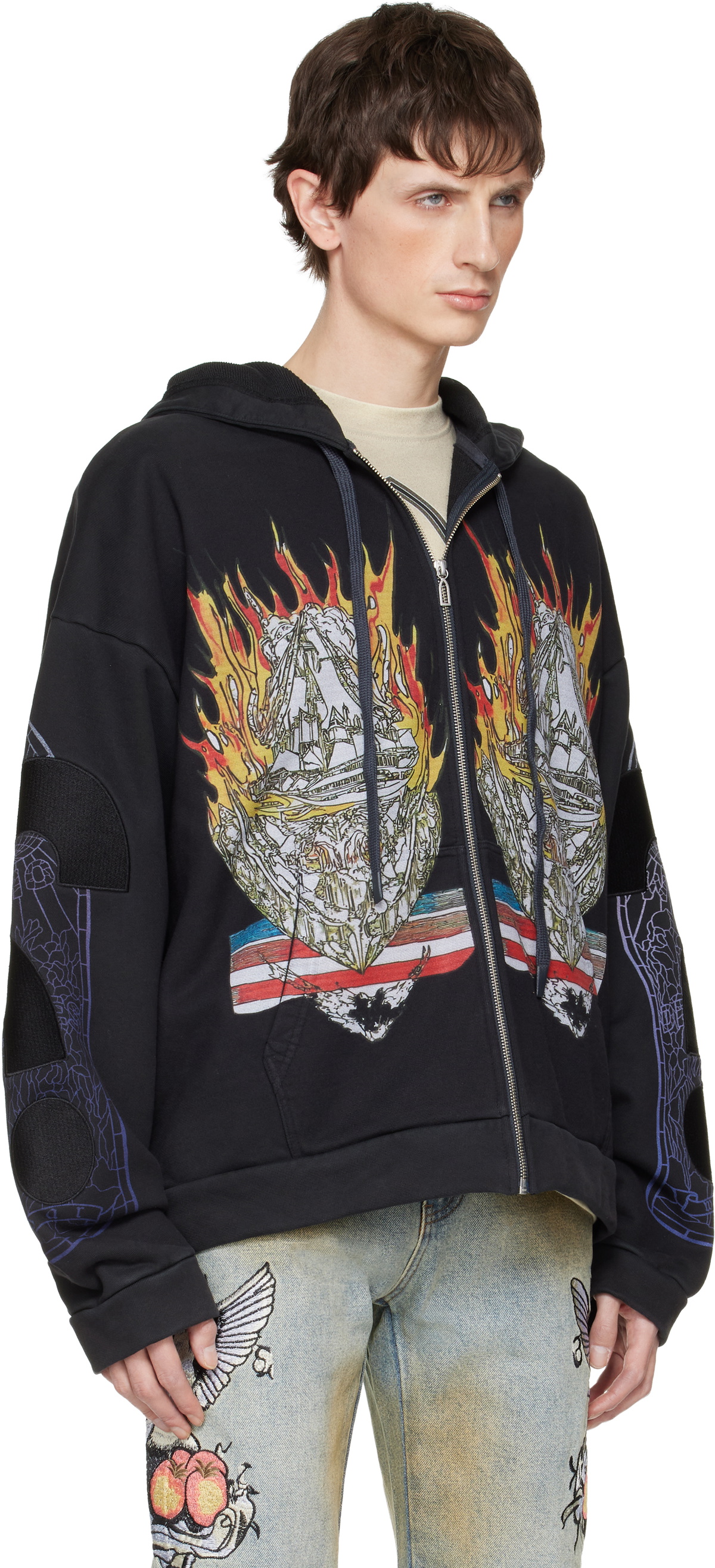 Who Decides War Black Engulfed Memories Zip Up Hoodie
