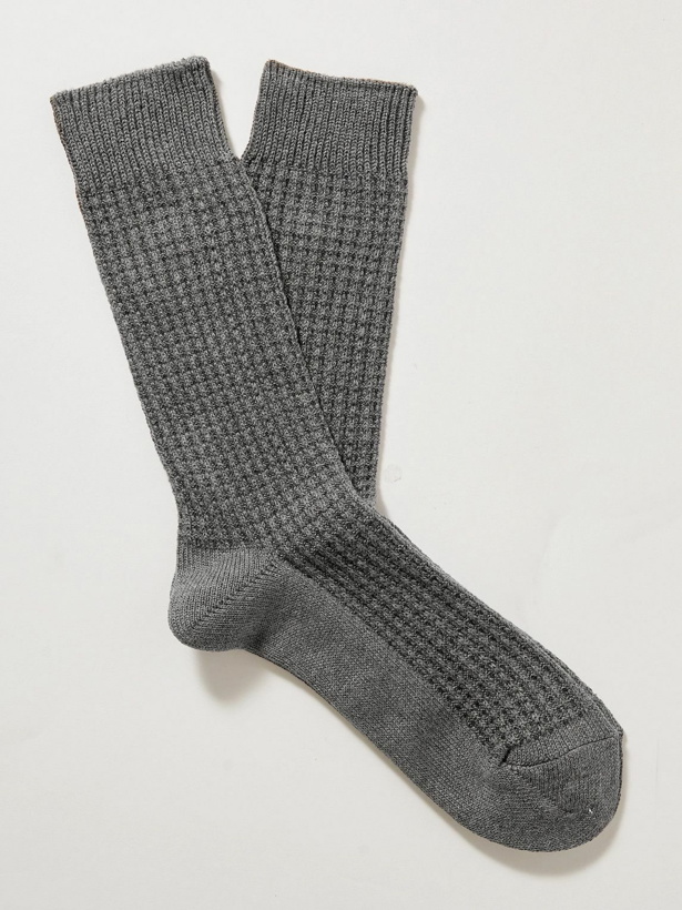 Photo: Mr P. - Waffle-Knit Cotton-Blend Socks