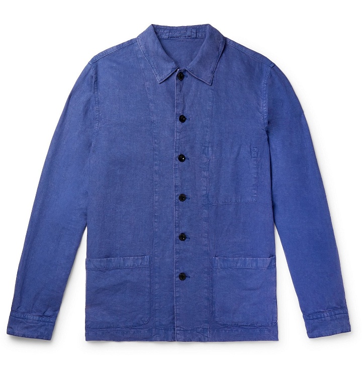 Photo: Mr P. - Garment-Dyed Linen Overshirt - Blue