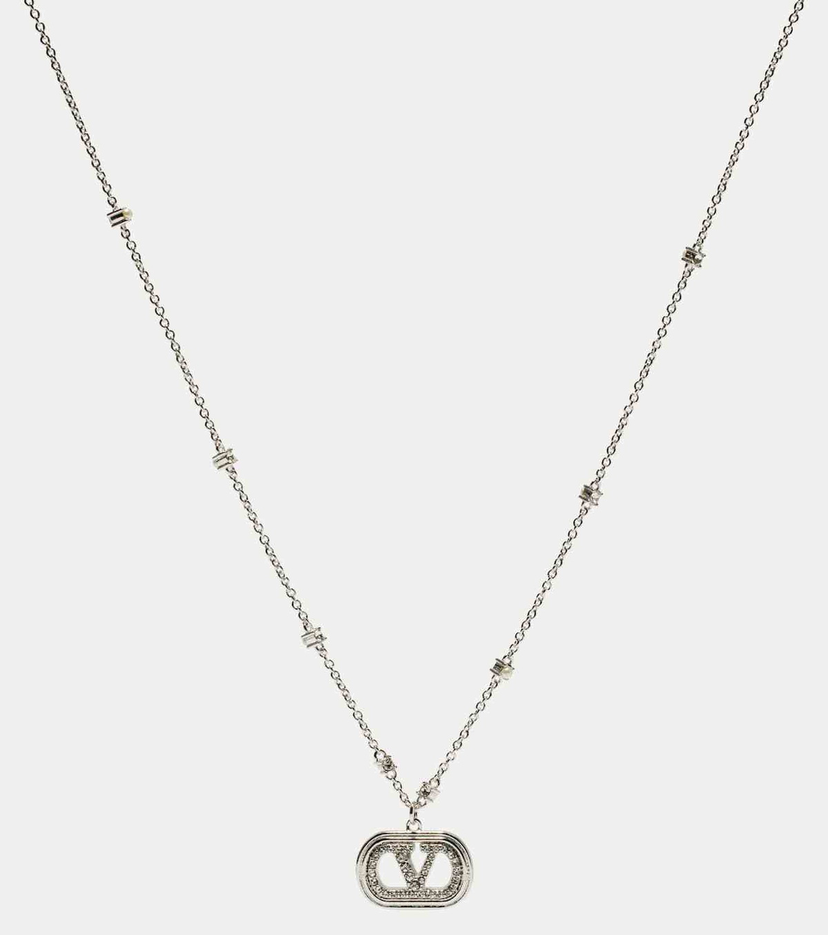Valentino Ovalette VLogo embellished necklace