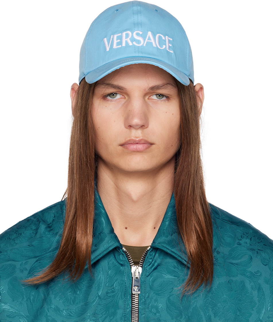 Versace Blue Embroidered Cap Versace Versace Blue Embroidered Cap Versace