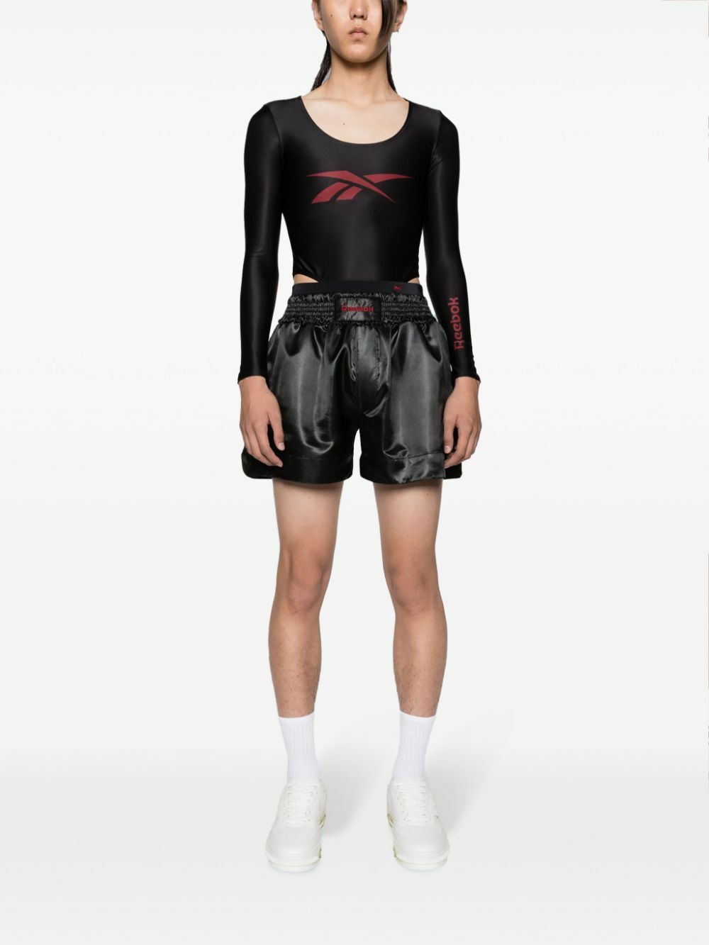 Reebok LTD Black Vector-Print Scoop-Neck Bodysuit