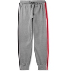 Thom Browne - Tapered Striped Webbing-Trimmed Cotton-Jersey Sweatpants - Gray