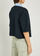 Stella Mccartney Contrasting-collar Piqué Cotton Polo Shirt Navy