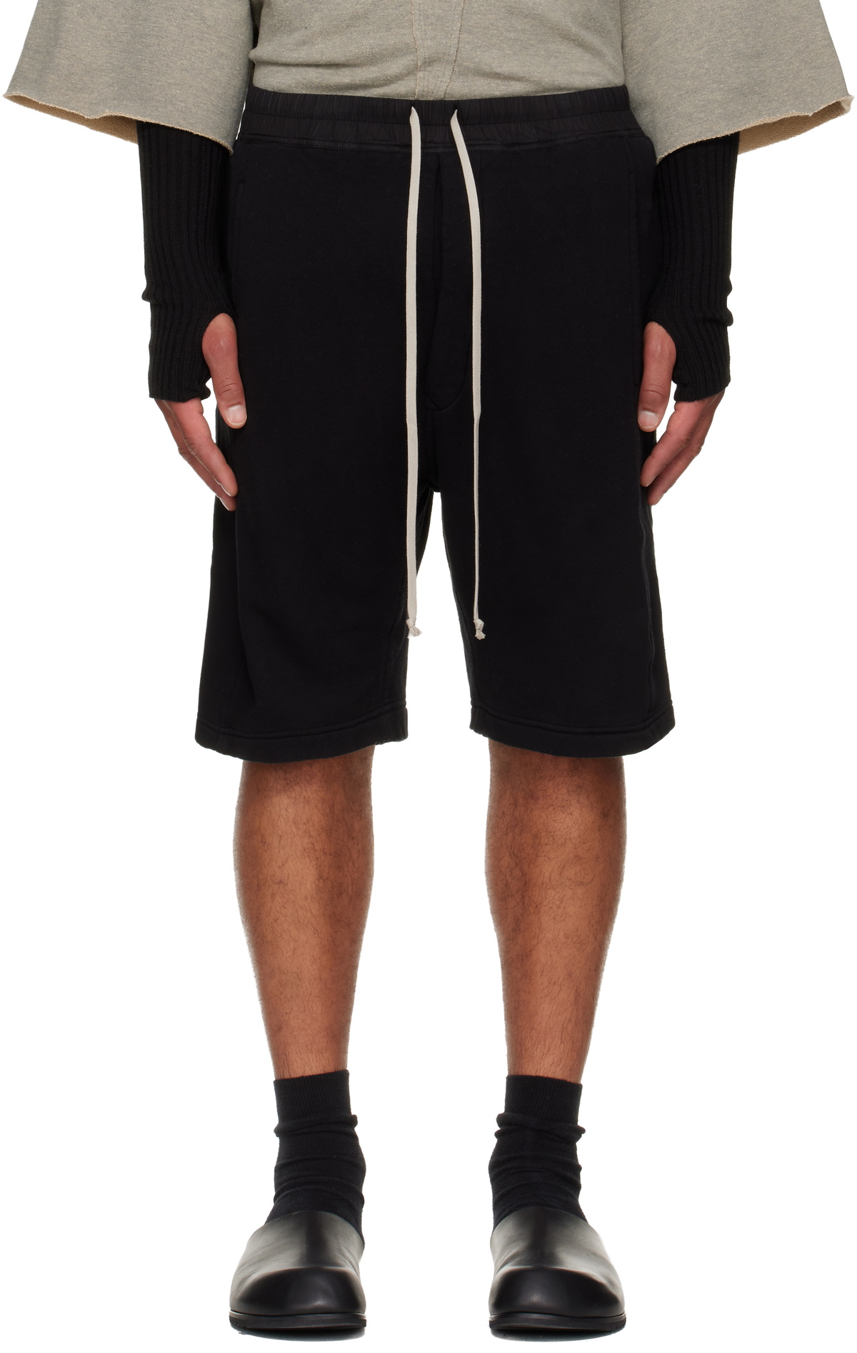 Rick Owens Drkshdw Black Cotton Memphis Pods Shorts Rick