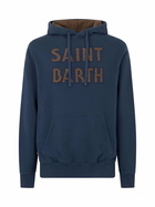 MC2 Saint Barth Man Blue Hoodie With Saint Barth Patch