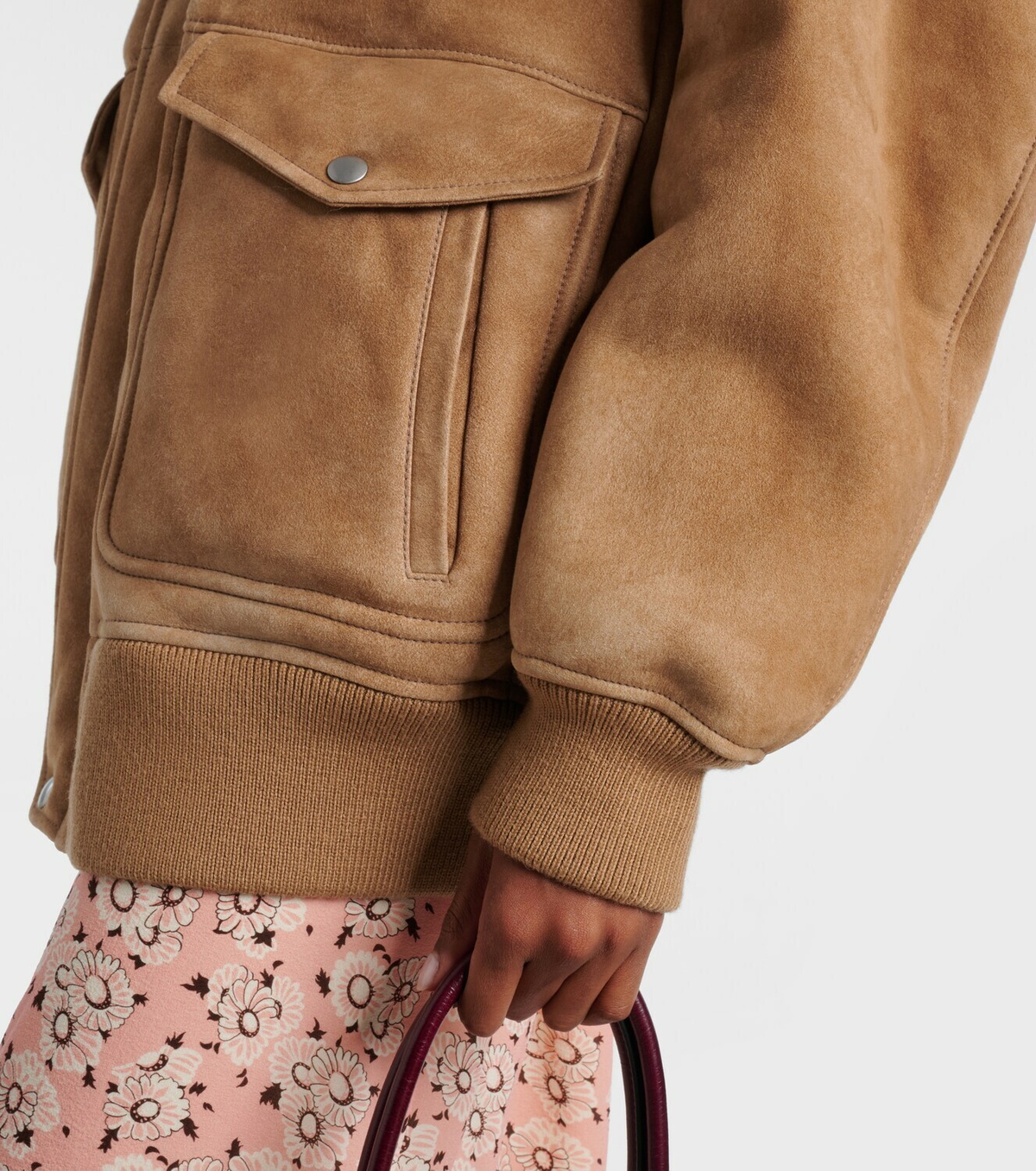 Prada Shearling-trimmed suede jacket