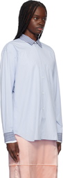 Comme des Garçons Shirt Blue Dyed Cotton Stripe Poplin Shirt