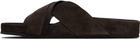 TOM FORD Brown Suede Wicklow T Slides